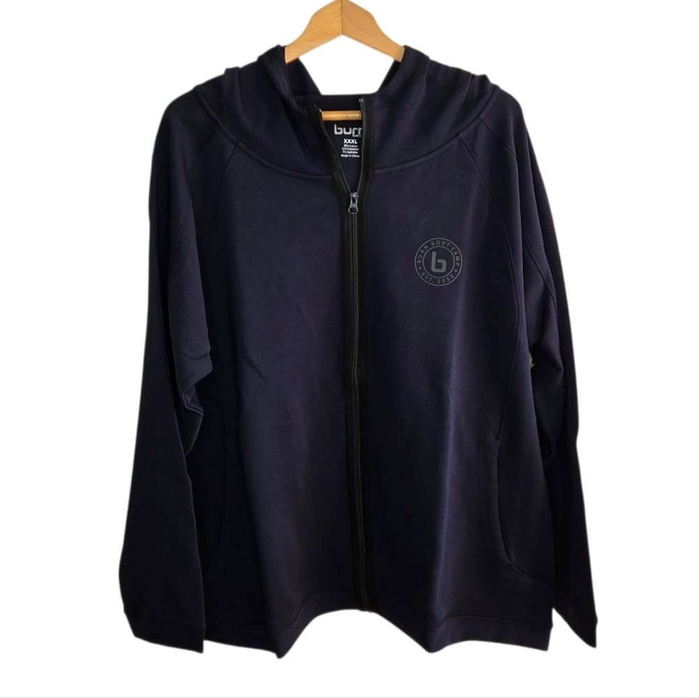 NWT Burn Boot Camp | Navy Blue Full Zip Scuba Hoodie Jacket Size XXXL